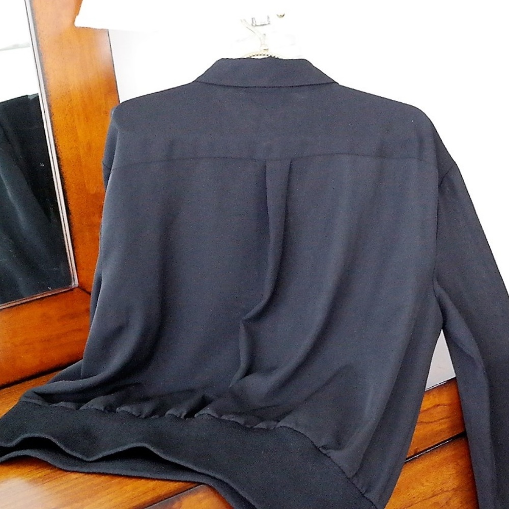 DKNY | Long-Sleeve Sheer Black Blouse - Picture 3 of 8